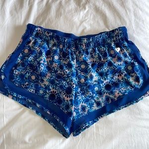 Athletic shorts build in underwear tye dye